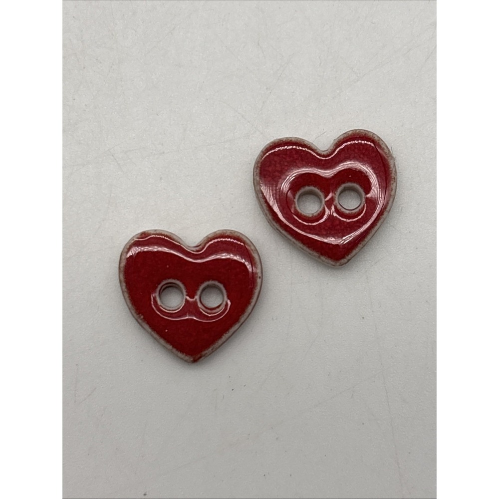 2- Ceramic  2 hole buttons RED HEART Craft Glossy 3/4"